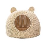 Handmade Woven Dog Cave House Rattan Pet Bed Nest Indoor Cute Cat Bed Cave