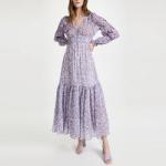 Custom Logo Floral Casual Dress Puff Sleeve For Women Print Clothing