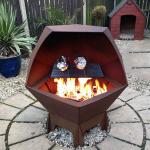 Decahedron Corten Steel BBQ Grill Outdoor Fire Pit And Barbecue Grill