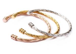 Quality Europe American titanium steel bracelet girls gift cross-border jewelry plating 18k gold opening twisted accessories wholesale
