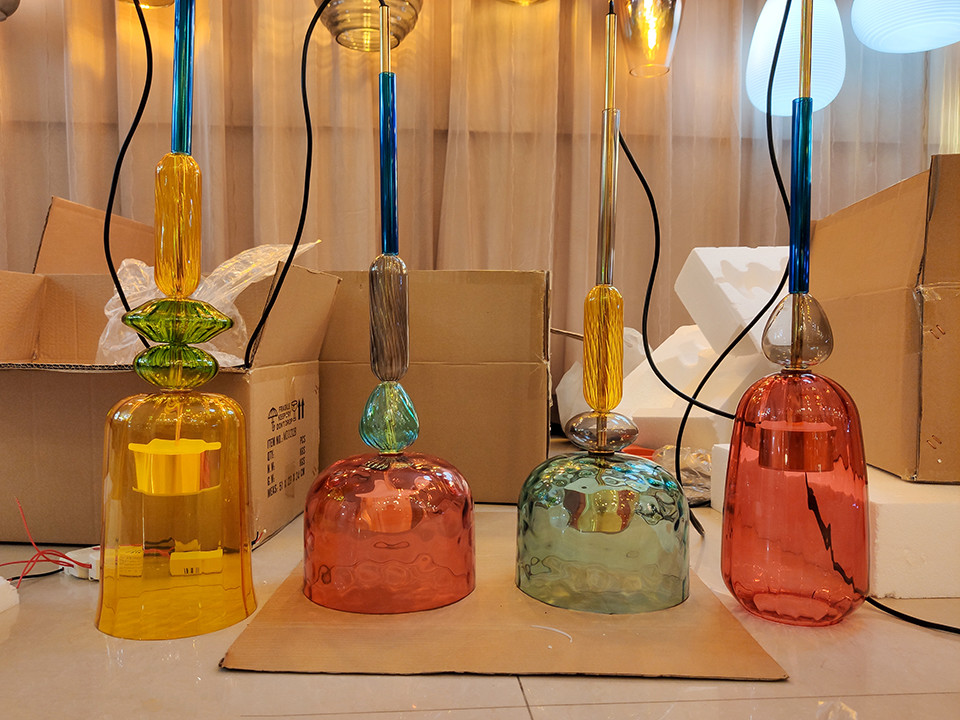Nordic Colorful Pendant Lights Home Decorative Lighting Living Room Bedroom Indoor Glass Hanging Lamp(WH-GP-36)