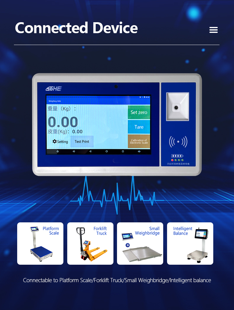 7-inch ABS LCD Display Android Smart Screen with QR Code Battery Camera Swipe Card Weight Indicator and Sensor
