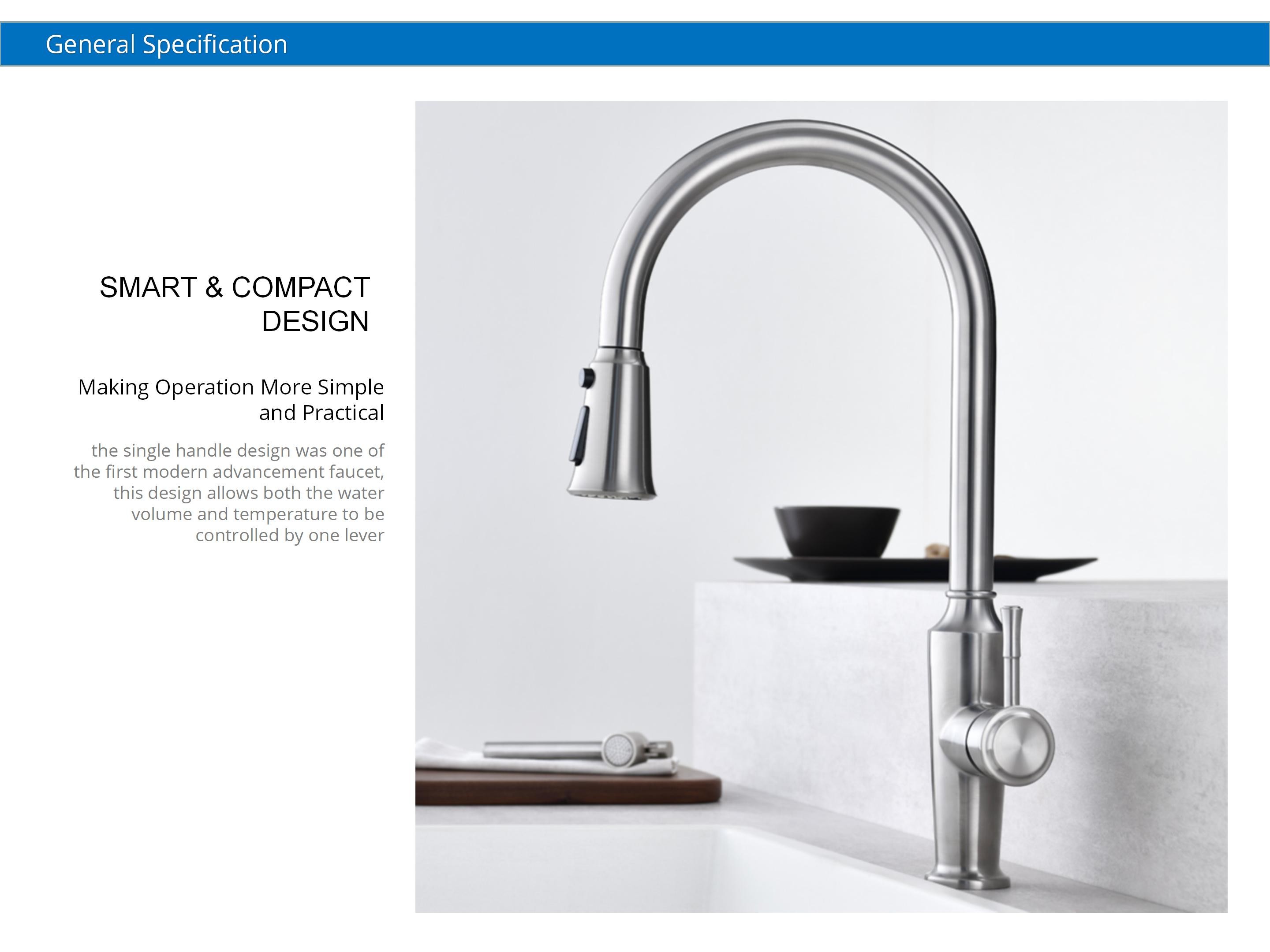 Pex Hose Pull Down Kitchen Faucet Brushed Nickel Touchless SUS304 HOMEKA