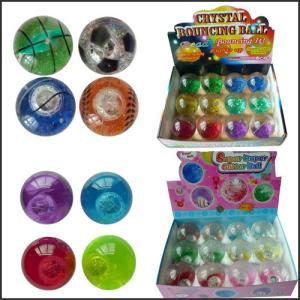 Quality Promotion crystal led flash Bouncy bouncing ball toy printed logo wholesale