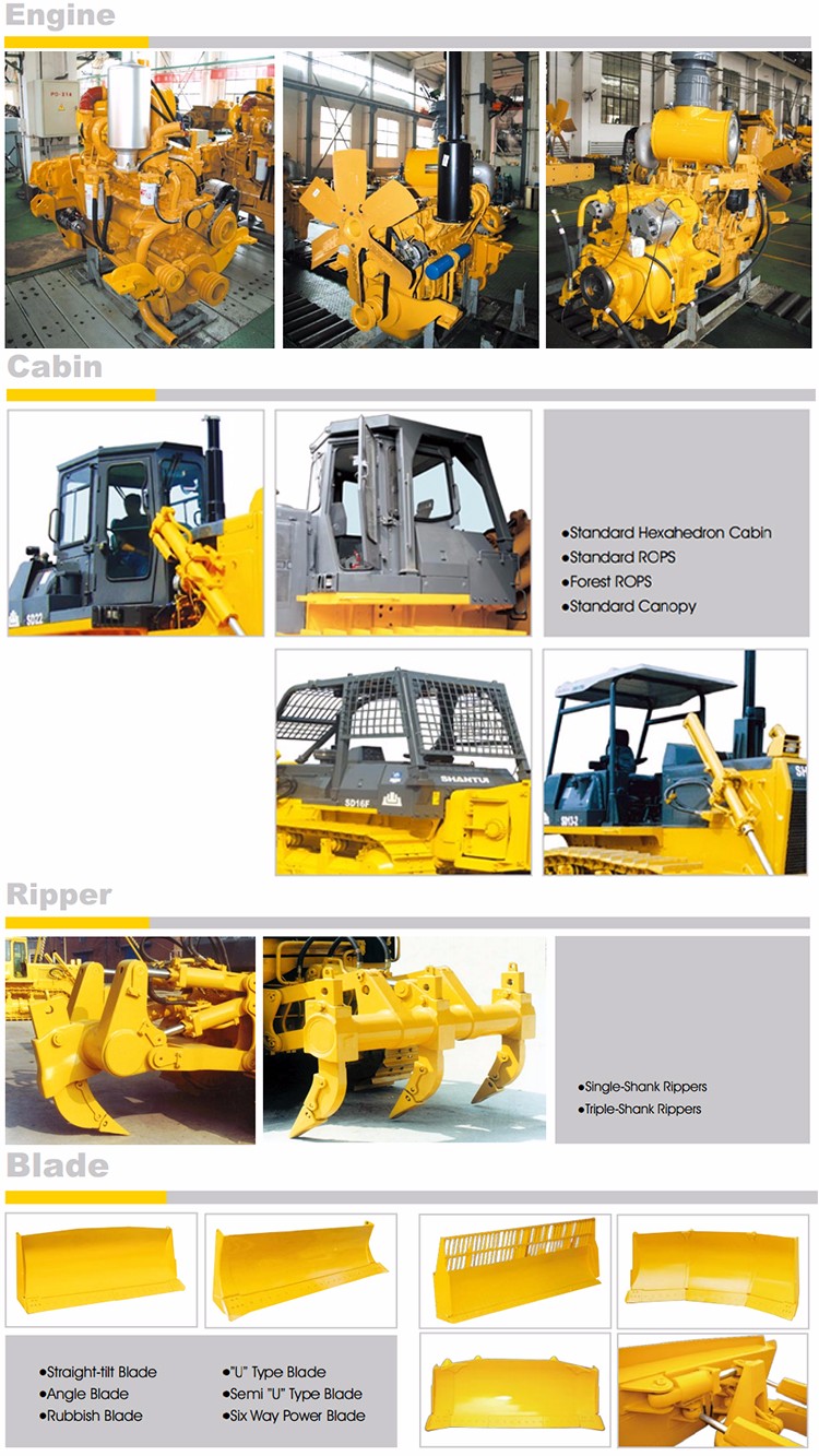 Cummins Engine 220hp Good Performance Shantui Bulldozer , Authentic Bulldozer Sd22 Dozer
