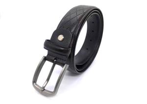 Quality Black 35MM Embossed Mens Leather Dress Belt For Pants wholesale