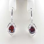 Rose Gold 925 Silver 7mmx9mm Oval Ruby Cubic Zirconia Dangle Drop Earrings