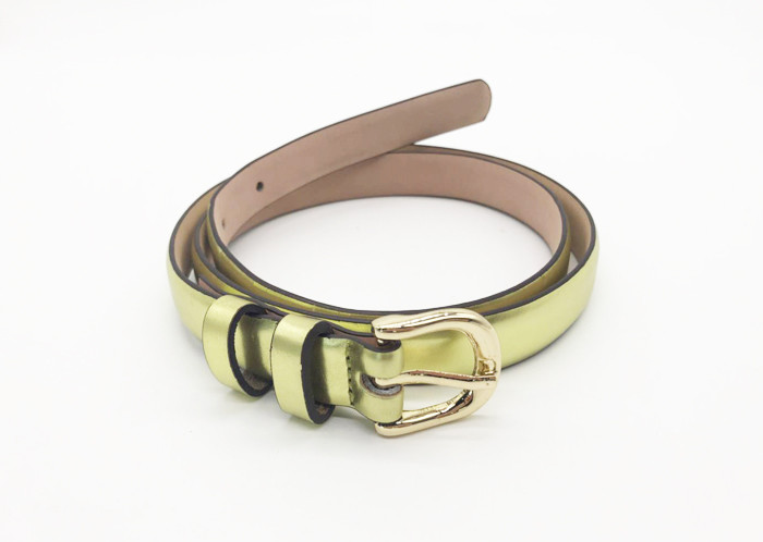 2/3”Genuine Leather Casual Dress Belt In Bright Metallic Colors With Brown Edge Painting