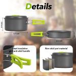 Camping Cookware Pots And Pans, Camping Cookware Mess Kit,Non-Stick Lightweight