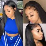 Restyled Straight 22" Full Lace Human Hair Wigs No Tangle