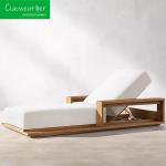 Modern Design Style Outdoor Garden Hotel Wooden Sun Lounger with Thick Cushion
