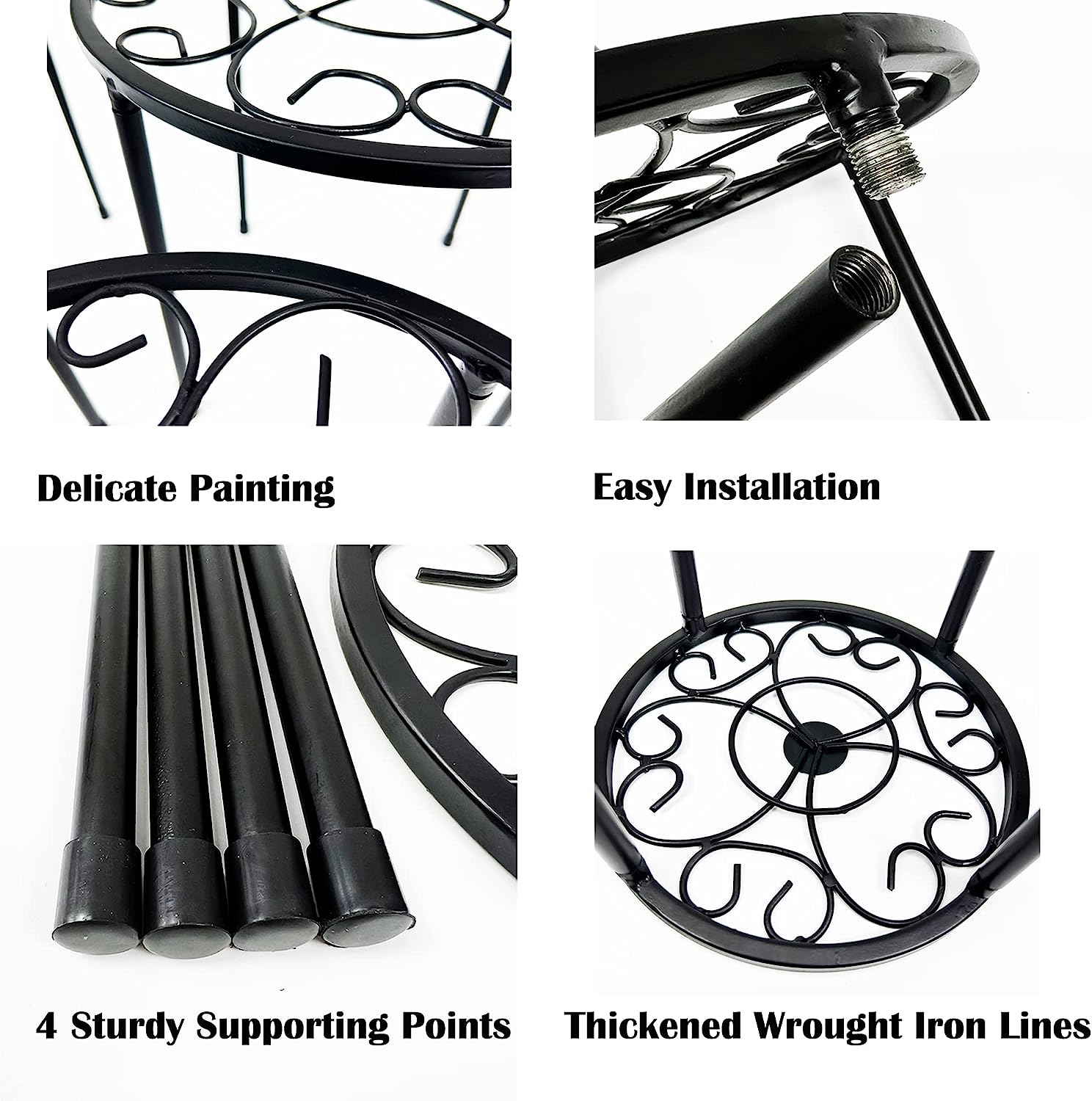Metal Flower Pot Stand Black Steel Vintage Powder Coating Plant Pots Planters Rack