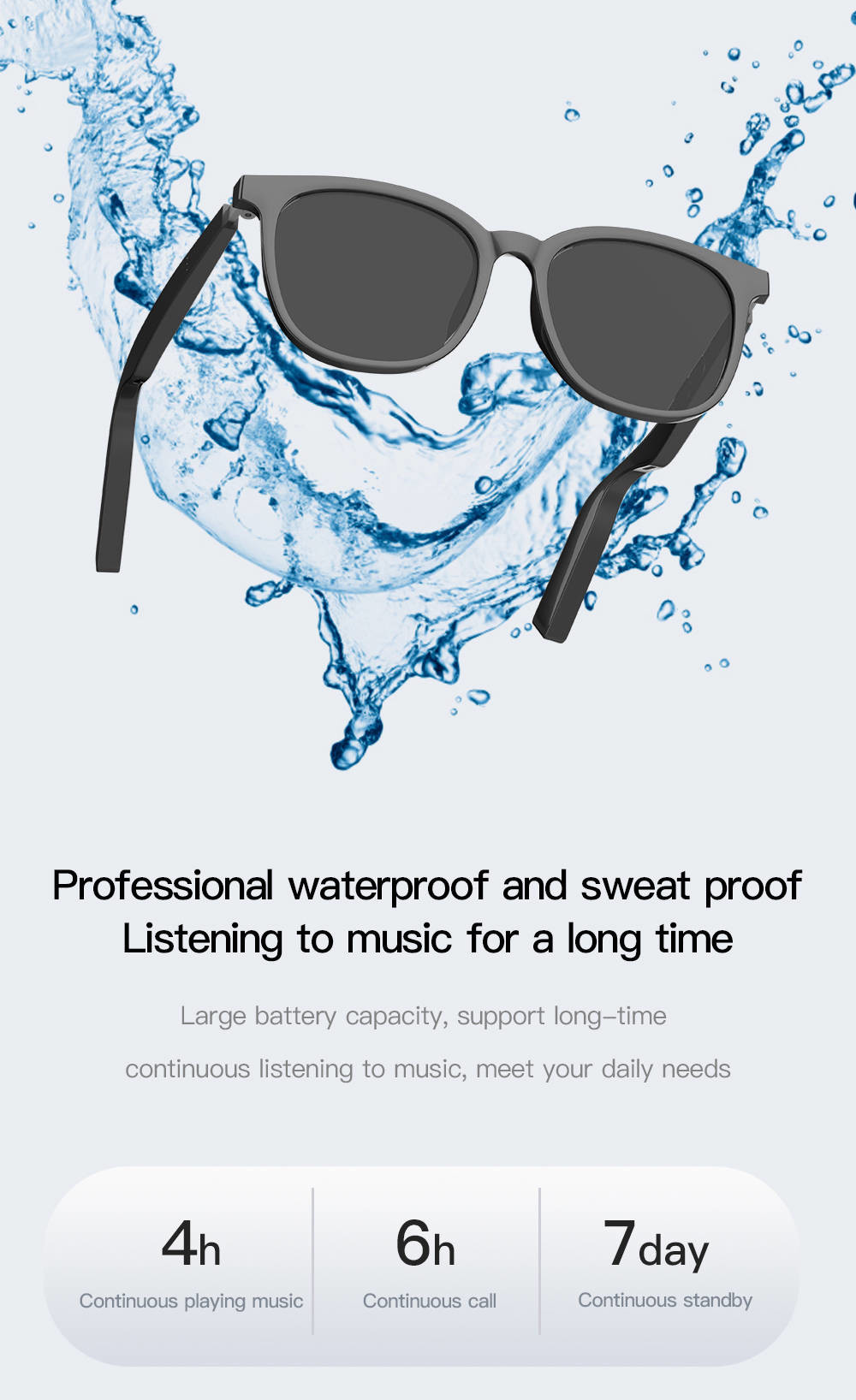 Bluetooth Glasses Frames Smart Sunglasses Wireless BT Stereo Music Fashion Eyeswear