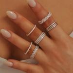18K Gold Plated Stacking Wedding Eternity Band Ring for Women 925 Sterling