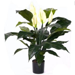 Quality Spathiphyllum Peva Artificial Potted Floor Plants White Flowers Indoor Decor wholesale