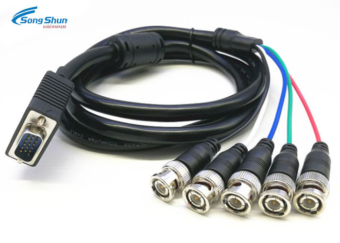 Video Surveillance VGA D SUB Cable 15pin VGA RGBHV 5xBNC Male Medical Equipment