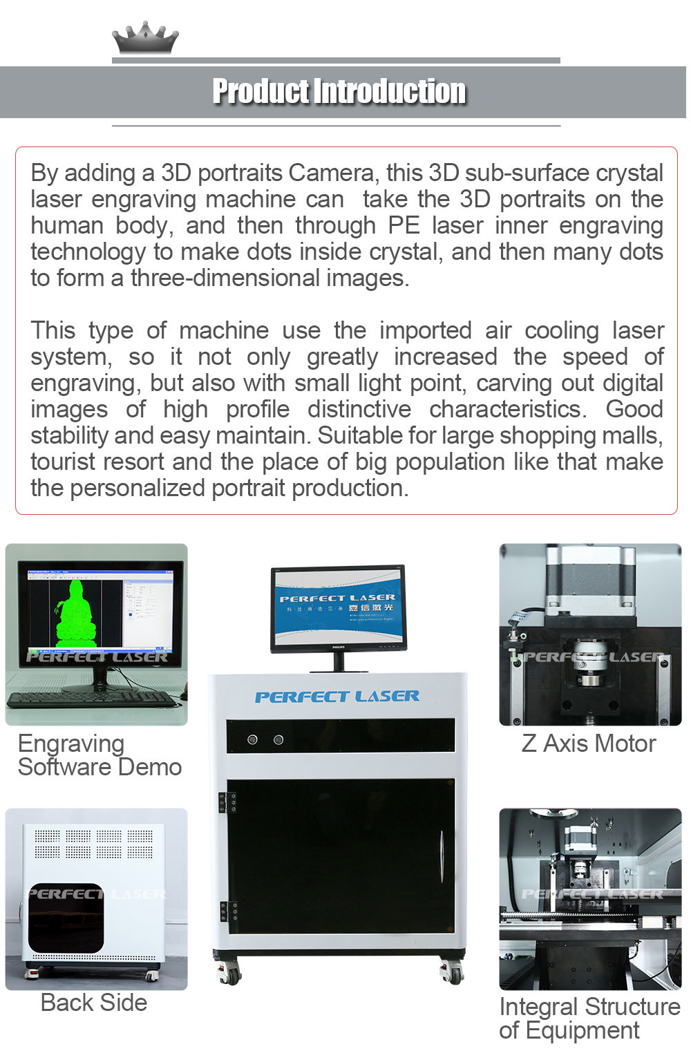 3D Effective Glass Gift Ball Crystal inner surface Laser Engraving Machine with high speed 5000 PIONTS / Second
