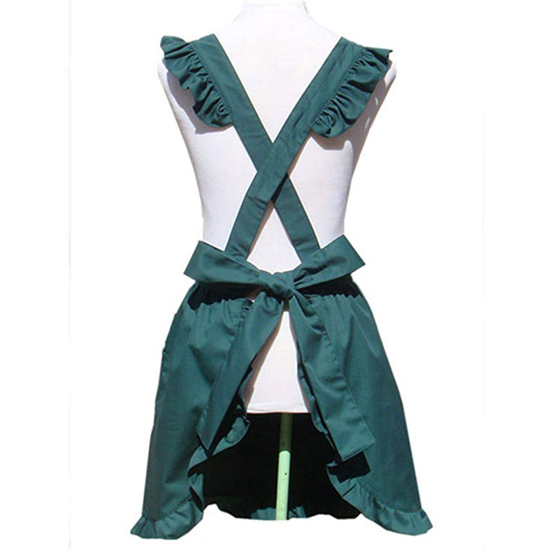 Fashionable Vintage Womens Cooking Apron Bib 72*75cm Green Color Crossback