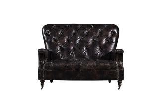 Quality High Back 2 Seater Leather Sofa Vintage Double Colors Living Room Furniture wholesale