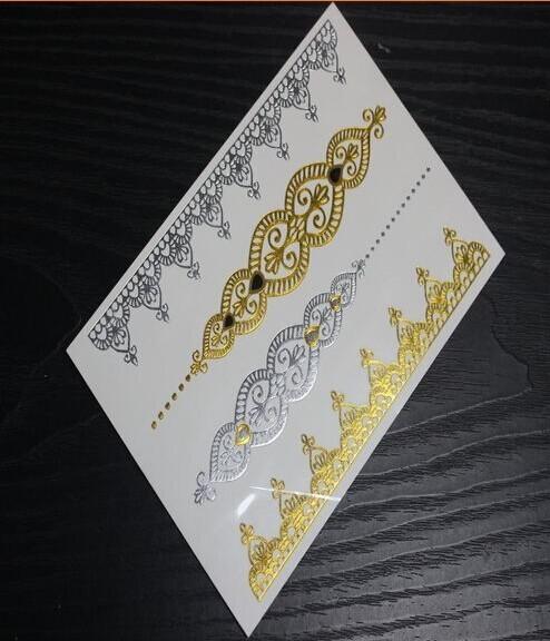 Gold Metallic foil Tattoos, silver metallic foil tattoo, gold and silver