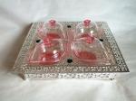 Multifunctional metal frame square shaped platter