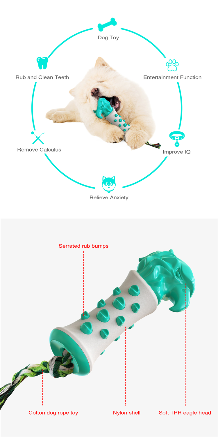 New Multifunctional Interactive Teeth-cleaning Self-playing Food Dispensing Rubber Ball Chew Aggressive Dog Chew Toy