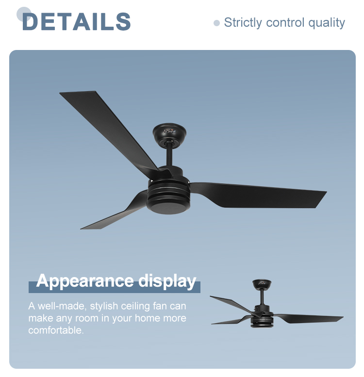 1stshine Ceiling Fan Without Light Timer Simple Design 3 Rotary Vane ABS Blade AC Motor