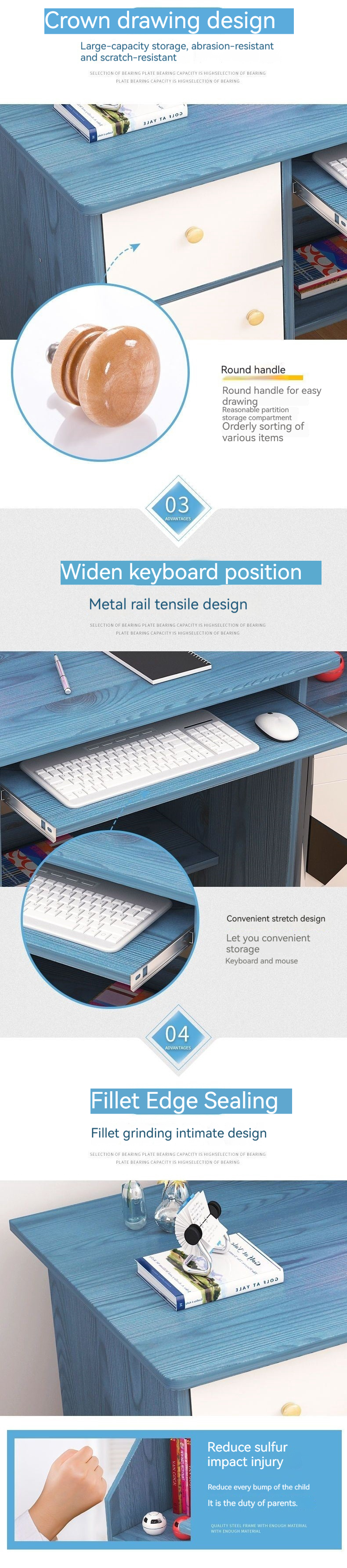 Contemporary Design Home Office Desk with Multifunctional Storage and Main Unit Stand