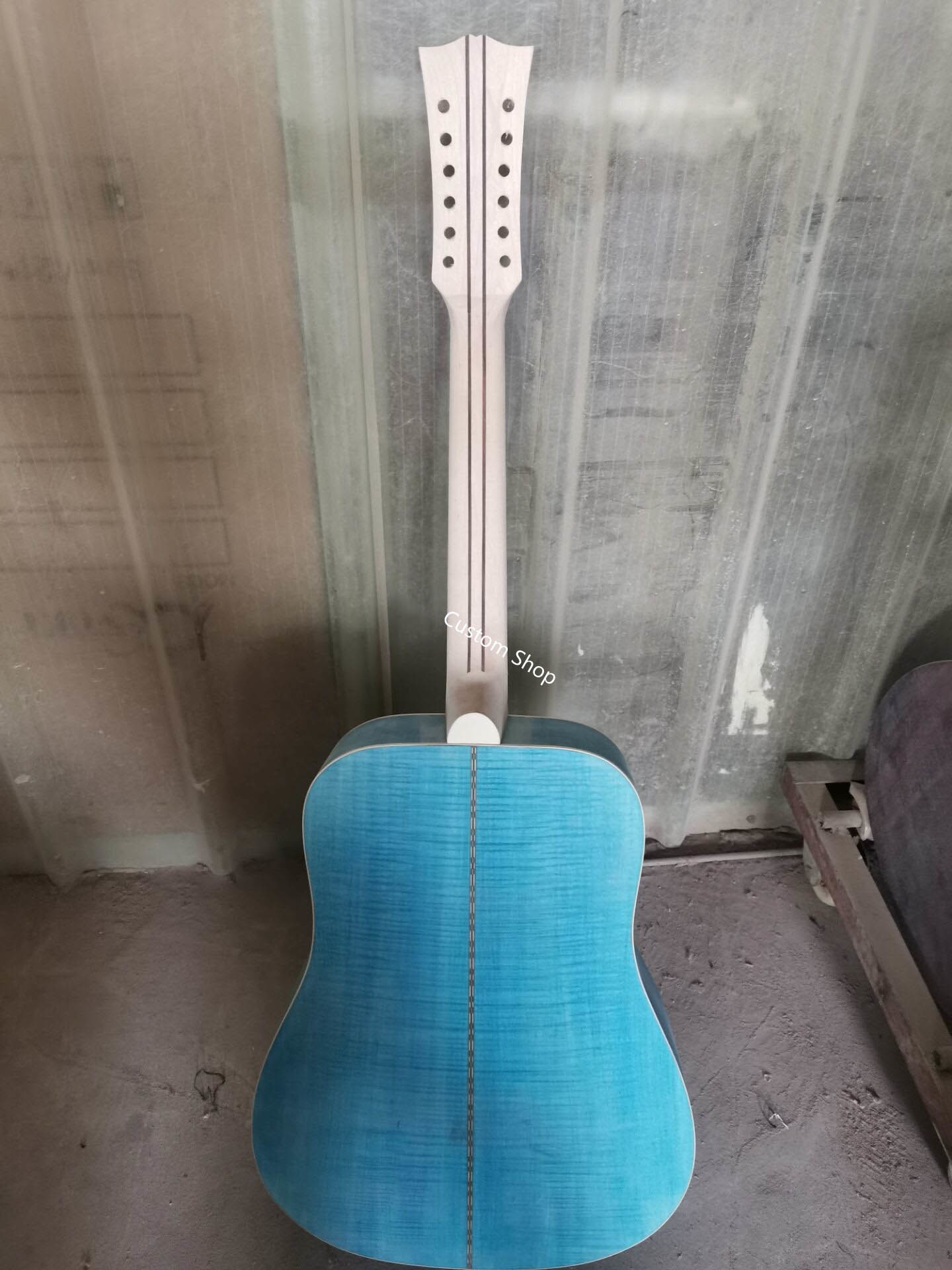 Custom AAAAA 12 Strings All Solid Wood Doves in Flight Viper Blue Acoustic Folk Guitar AAAA solid spruce wood top