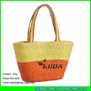 Quality LUDA striped wheat straw handbags lady summer straw beach bags wholesale