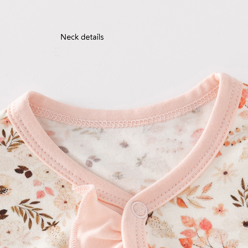 Factory Price bamboo Fabric baby rompers printed pajamas baby zipper snap rompers for summer