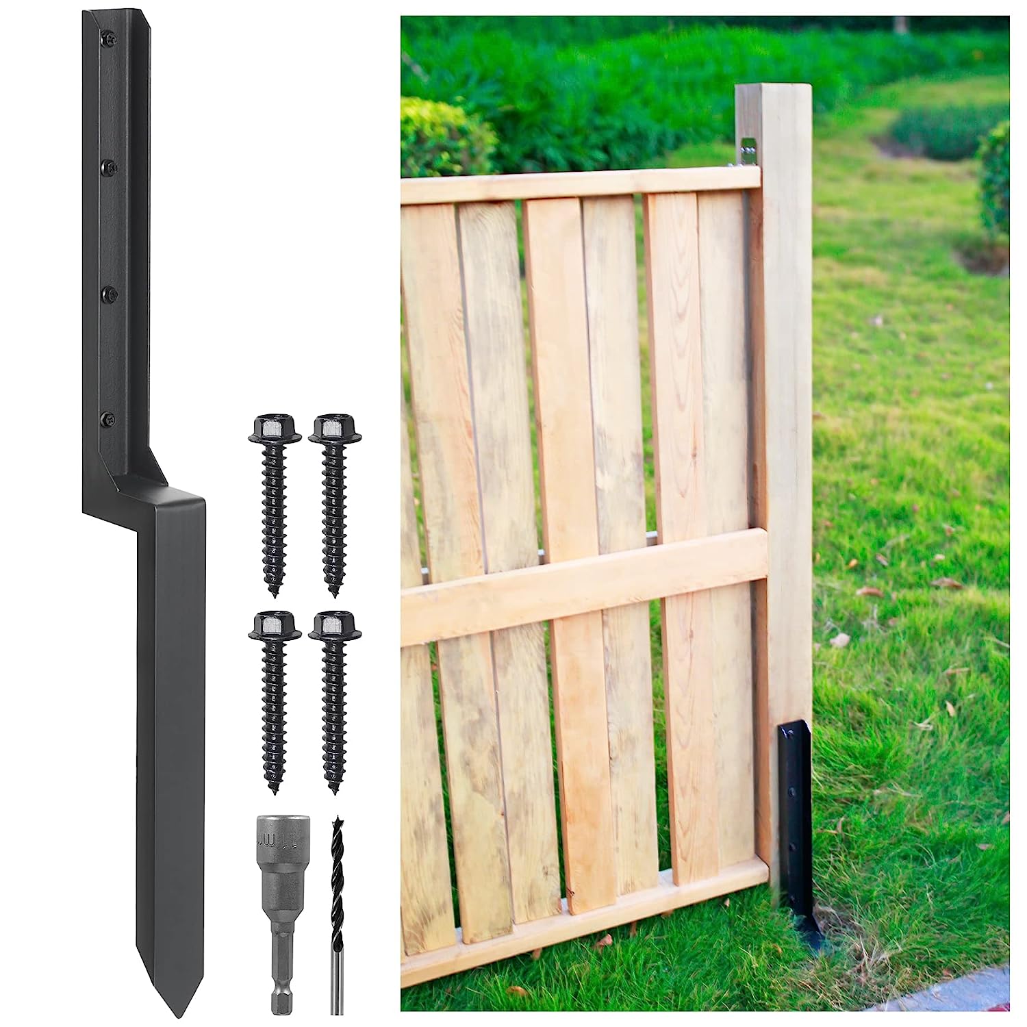 2mm Thick Steel Fence Post Repair Anchor for Repairing Tilted/Broken Wood Fence Post