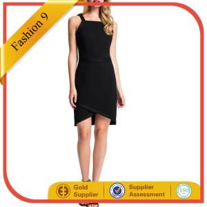 Quality Lace-Trim Tulip-Hem Dress, Black wholesale