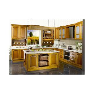 Quality High Modern Solid Wooden Kitchen Design Made Yellow Cabinet, Wooden Cabinet For Kitchen wholesale