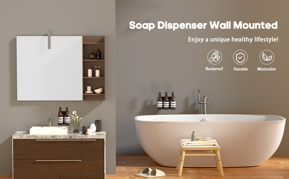 Plating Soap Shower Dispenser Holder for Wall Mount Three-piece Set Bottles Organizer