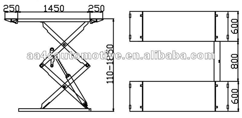 Low Profile Full Rise Scissor Vehicle Lift Surface Mounted 3T 6613lbs