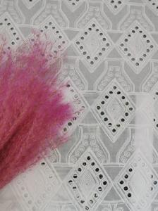 Quality Diamond Pattern Lace Eyelet White Cotton Broderie Fabric wholesale