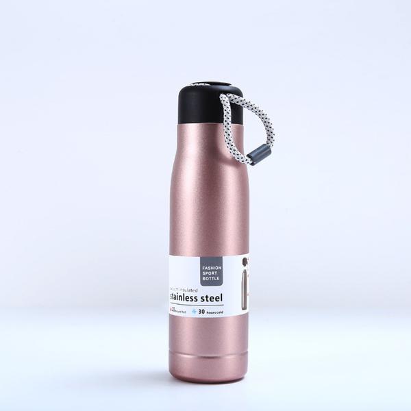 Eco Friendly Stainless Steel Water Bottle with Strap Lid Triple Layered Vacuum