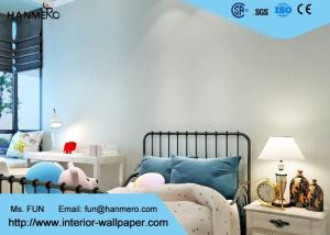 Quality Removable PVC Blue Color Modern Embossed Wallpaper For Bedding Room wholesale
