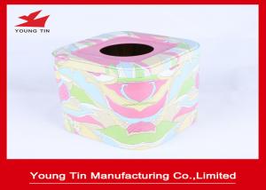 Quality Empty Square Metal Tins With CMYK Printing , Tinplate Material Type Tissue Paper Holder wholesale