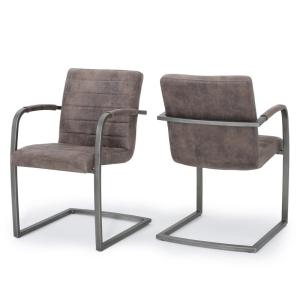 Quality U Shape Microfiber Foam 850mm Metal Armrest Leisure Dining Chair wholesale
