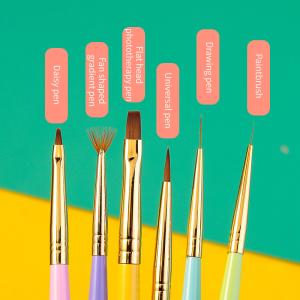 Quality Synthetic Nylon Hair Gel Nail Art Brush 6pcs Nail Art Drawing Pen wholesale