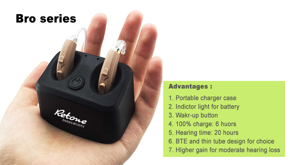 Rechargeable Bte Directional microphones Hearing Aid FDA Open Fit Behind The Ear