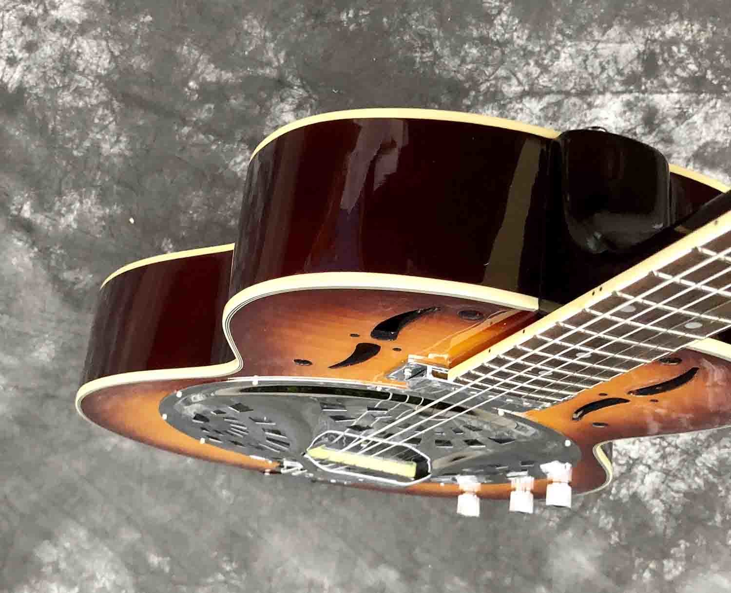 Custom Cherry Burst Flamed Maple Top Dobro Resonator Steel Electric Guitar