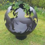 Wildfire Horse Themed Outdoor Sphere Corten Steel Fire Pit 80cm 90cm