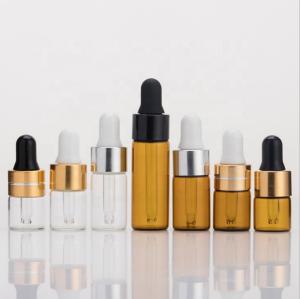 Quality 2ml 3ml 5ml Amber Essential Oil Dropper Bottles With Pipette Screw Top wholesale