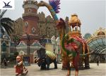 Infrared Self - Acting Life Size Fiberglass Dinosaur Statue In Amusement Park