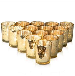 Quality Mercury Glass Votive Candle Holder Speckled Gold Candle Holders for Weddings and Home Decor wholesale