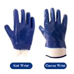 Blue Fully Coated Nitrile Gloves Customized Men Chemical And Heat Resistant