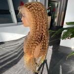 #27 Honey Blonde Human Hair Lace Wig Glueless Kinky Curly Full Lace